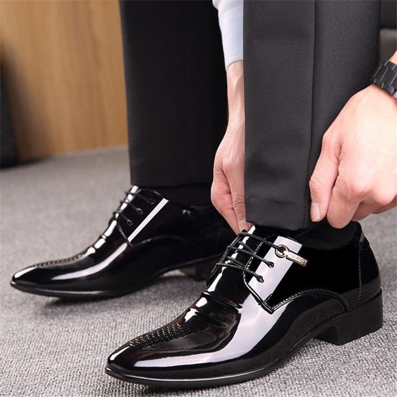 Mens black studded dress shoes