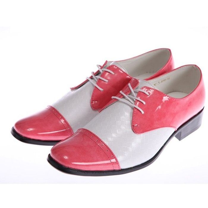 Pink and white mens dress shoes