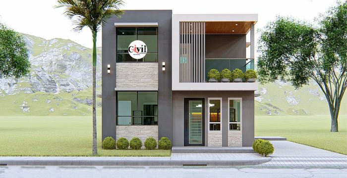 Desain teras rumah minimalis 2 lantai modern