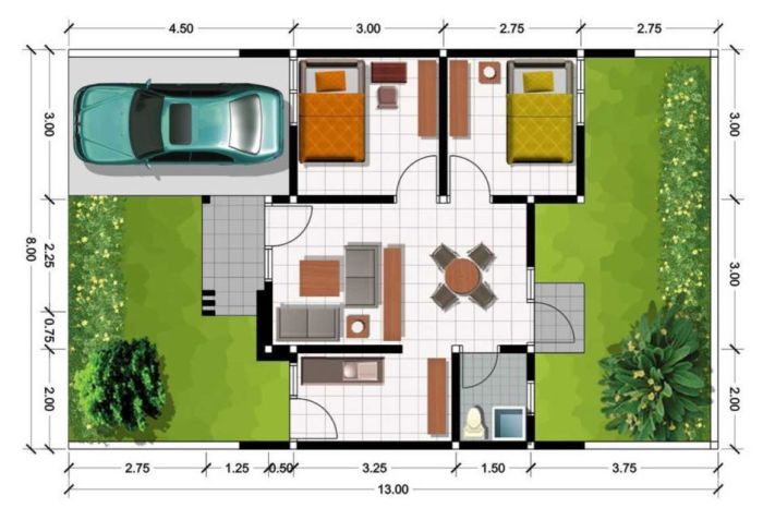 Desain tata letak ruang rumah type 36